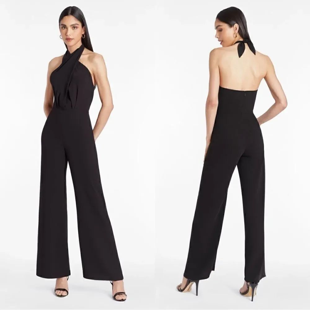 Amanda Uprichard Mezcal Black Jumpsuit Backless Size XL